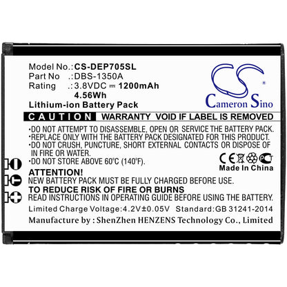 3.8V, 1200mAh, Li-ion Battery fits Doro, 7050 Flip, 7060, 4.56Wh