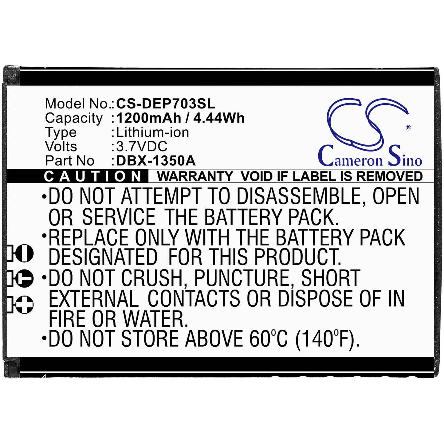 3.7V, 1200mAh, Li-ion Battery fits Doro, 7030, 7031, 4.44Wh