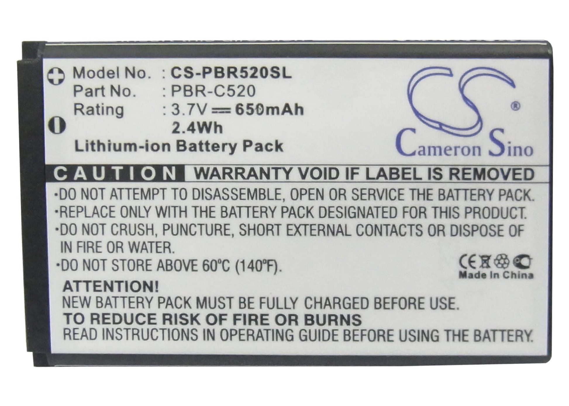 3.7V, 650mAh, Li-ion Battery fits Audiovox, Cdm-8964, Shuttle, 2.405Wh