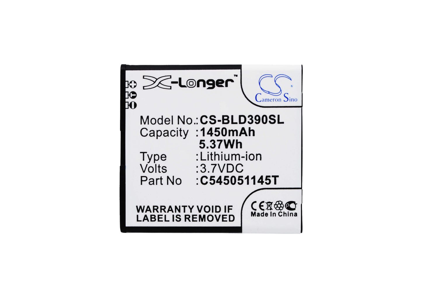 3.7V, 1450mAh, Li-ion Battery fits Blu, D050l, D050u, 5.365Wh