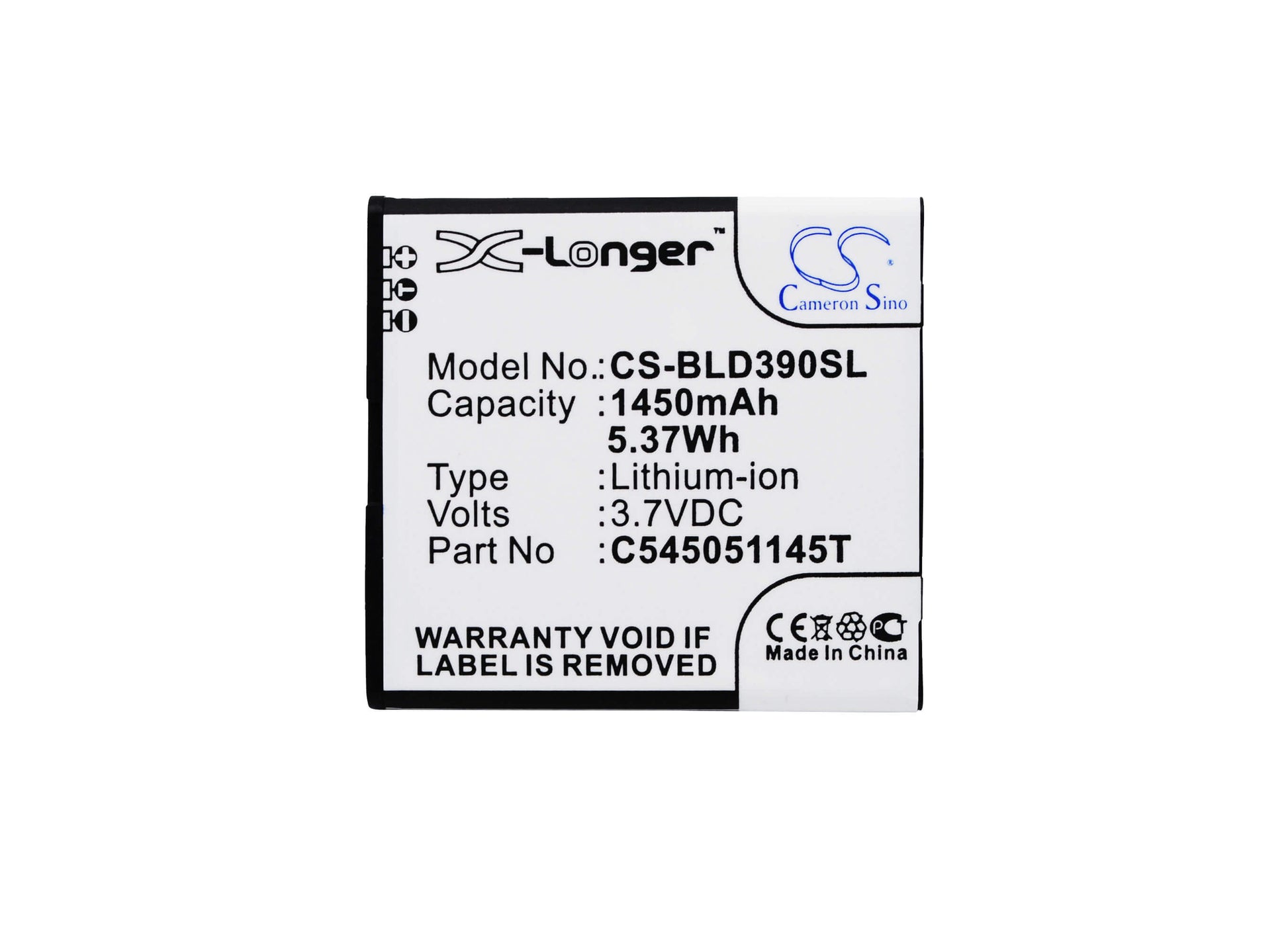 3.7V, 1450mAh, Li-ion Battery fits Blu, D050l, D050u, 5.365Wh