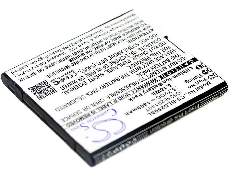 3.7V, 1400mAh, Li-ion Battery fits Blu, D250, Dash L2, 5.18Wh