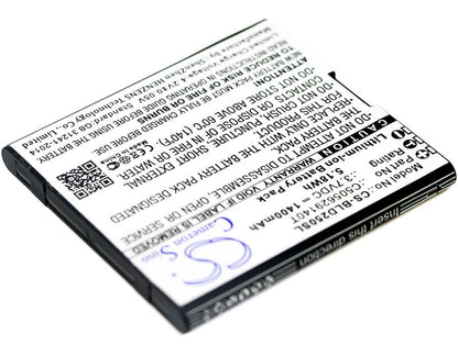 3.7V, 1400mAh, Li-ion Battery fits Blu, D250, Dash L2, 5.18Wh