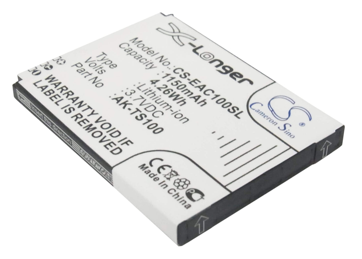 3.7V, 1150mAh, Li-ion Battery fits Emporia, Telme Ts100, Telme Ts100s, 4.255Wh