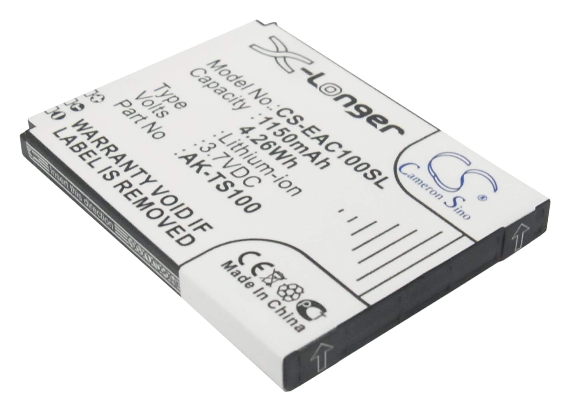 3.7V, 1150mAh, Li-ion Battery fits Emporia, Telme Ts100, Telme Ts100s, 4.255Wh