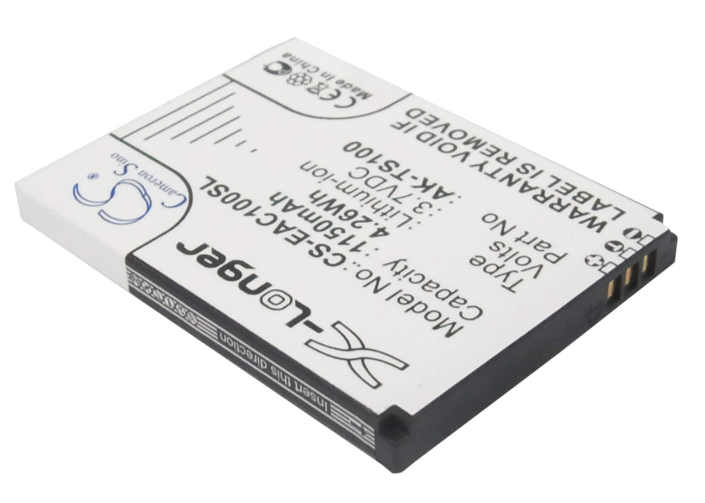 3.7V, 1150mAh, Li-ion Battery fits Emporia, Telme Ts100, Telme Ts100s, 4.255Wh