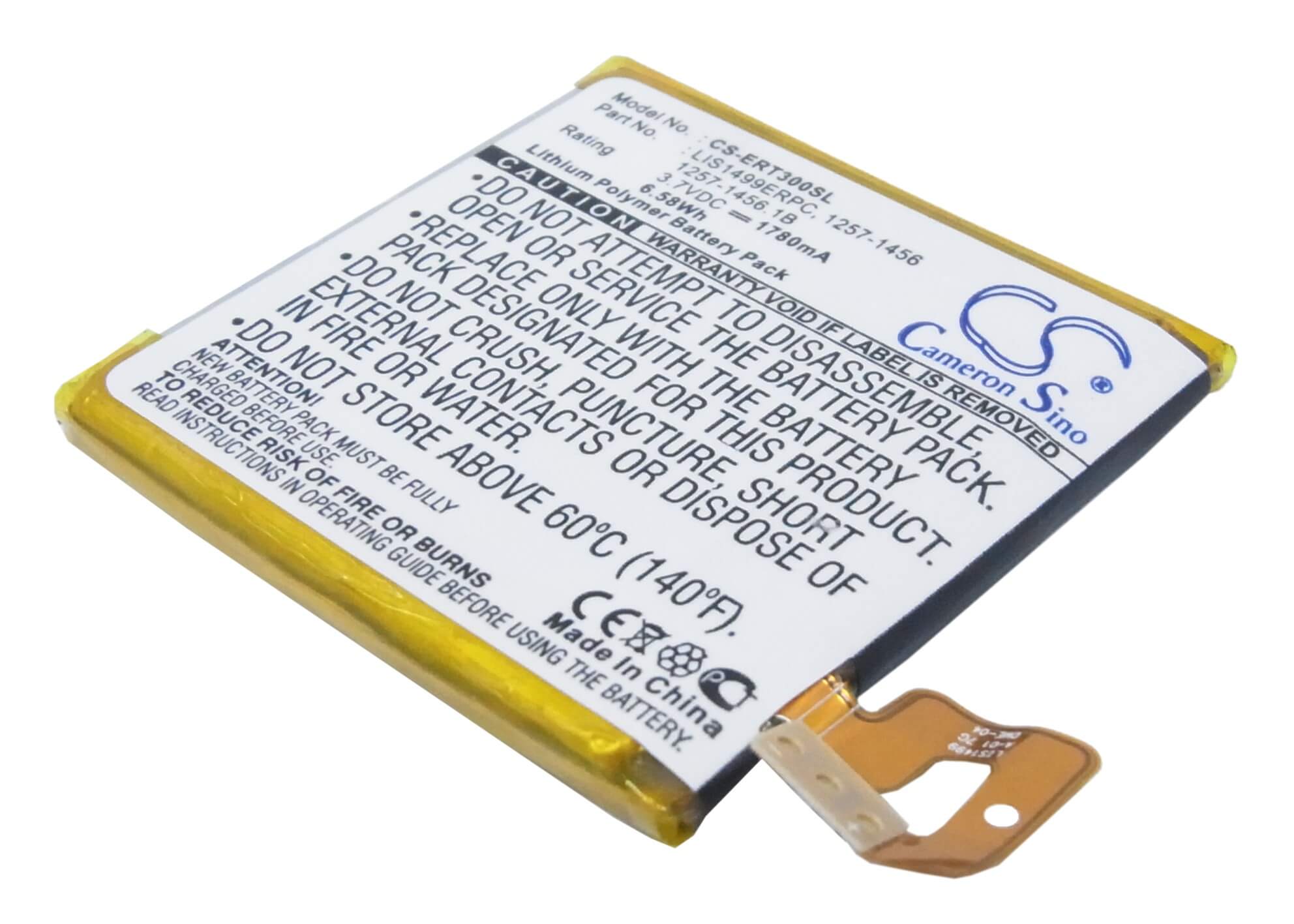 3.7V, 1780mAh, Li-Polymer Battery fits Sony Ericsson, Lt30a, Lt30at, 6.586Wh