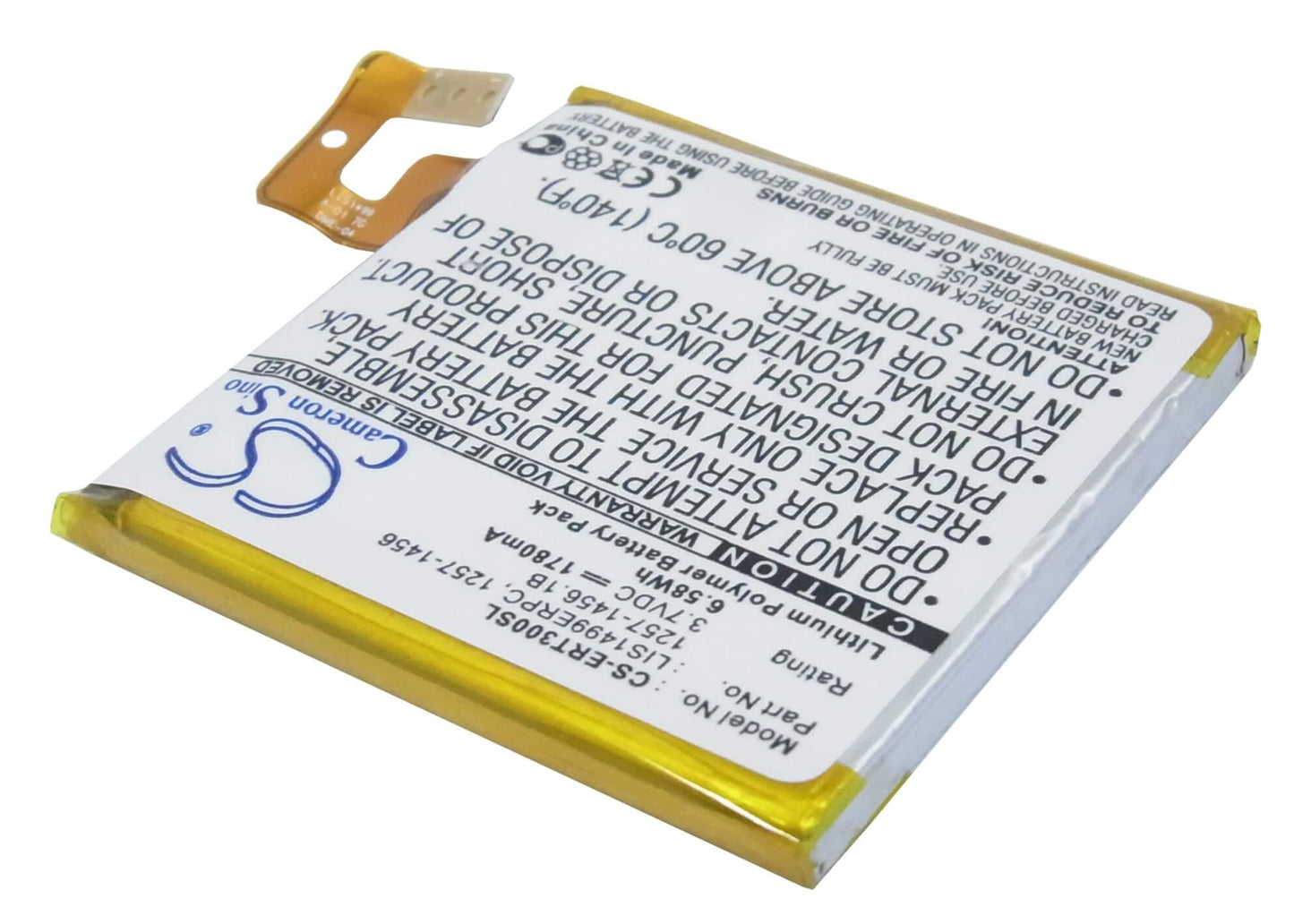 3.7V, 1780mAh, Li-Polymer Battery fits Sony Ericsson, Lt30a, Lt30at, 6.586Wh