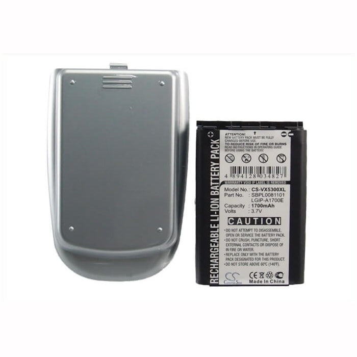 3.7V, 1700mAh, Li-ion Battery fits Lg, Ax245, Vx5300, 6.29Wh