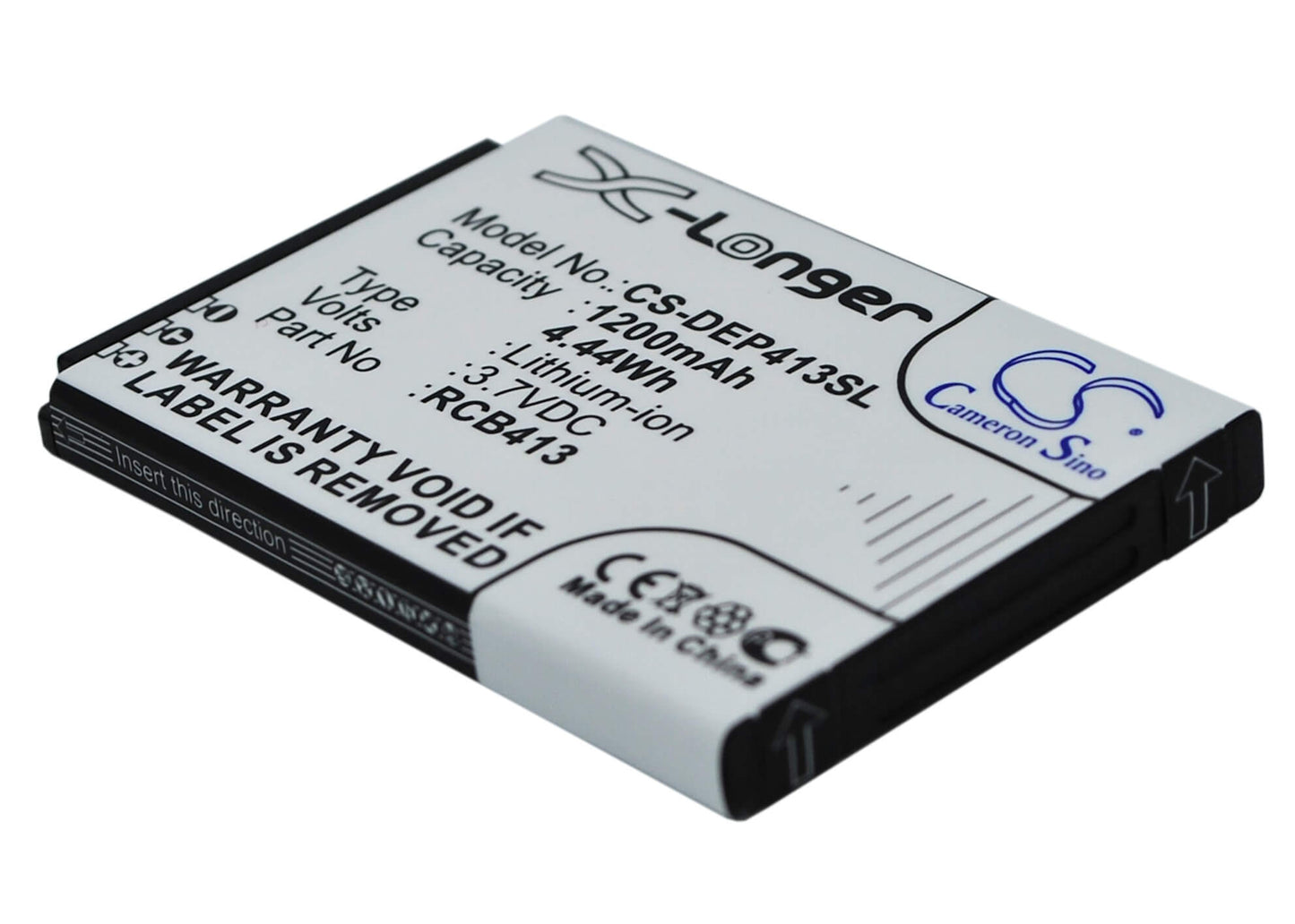 3.7V, 1200mAh, Li-ion Battery fits Doro, Primo 406, Primo 413, 4.44Wh