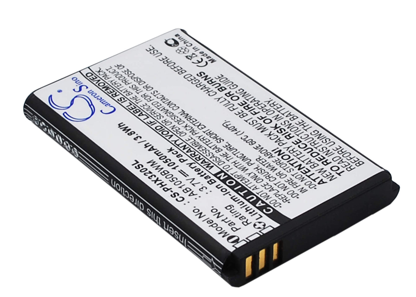 3.7V, 1050mAh, Li-ion Battery fits Philips, Xenium 312, Xenium 320, 3.885Wh