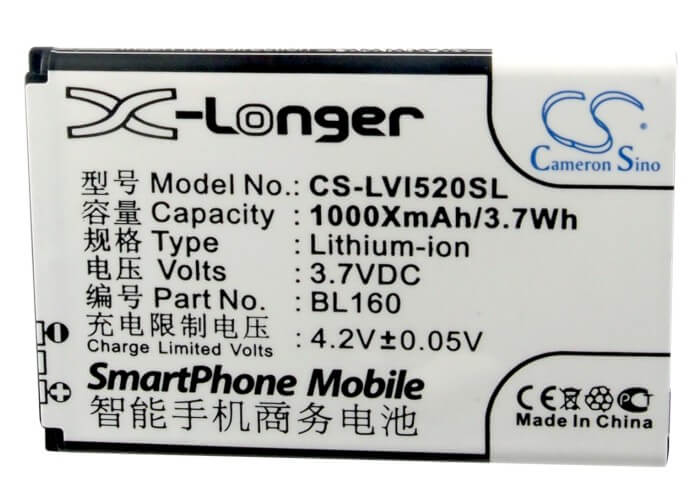 3.7V, 1000mAh, Li-ion Battery fits Lenovo, I200, I520, 3.7Wh