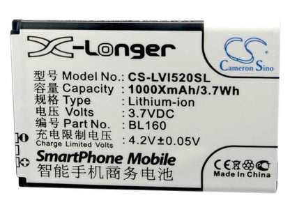 3.7V, 1000mAh, Li-ion Battery fits Lenovo, I200, I520, 3.7Wh