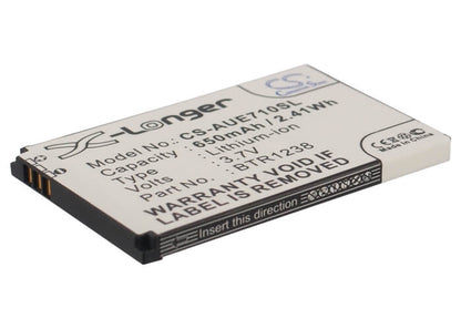 3.7V, 650mAh, Li-ion Battery fits Utstarcom, E1000 Slider, E71, 2.405Wh