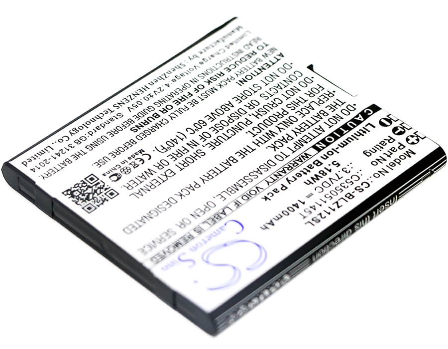 3.7V, 1400mAh, Li-ion Battery fits Blu, Yezz, Yz1120, 5.18Wh