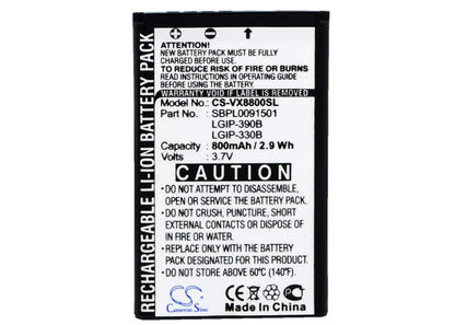 3.7V, 800mAh, Li-ion Battery fits Lg, Vx8800, Vx8800 Venus, 2.96Wh