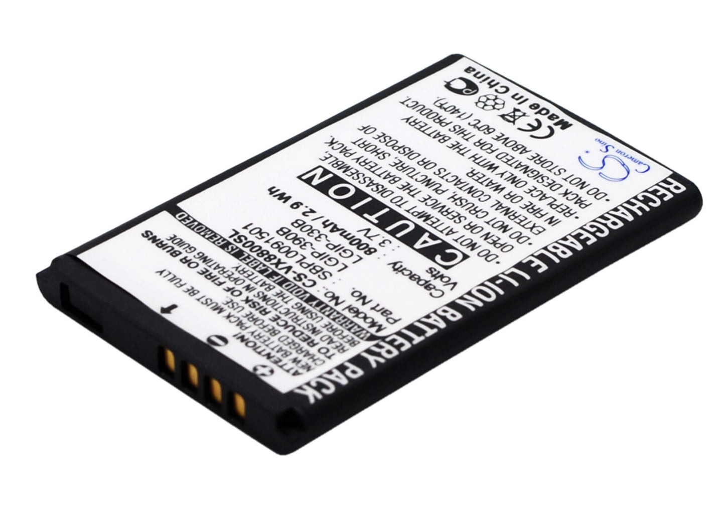 3.7V, 800mAh, Li-ion Battery fits Lg, Vx8800, Vx8800 Venus, 2.96Wh