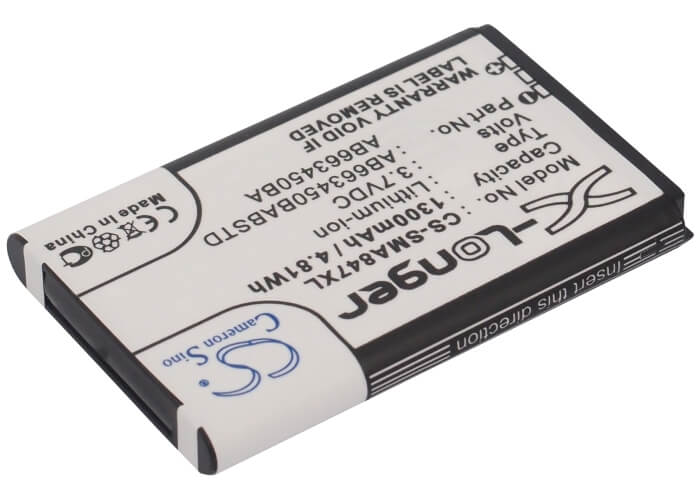 3.7V, 1300mAh, Li-ion Battery fits Samsung, Rugby Ii, Rugby Ii A847, 4.81Wh