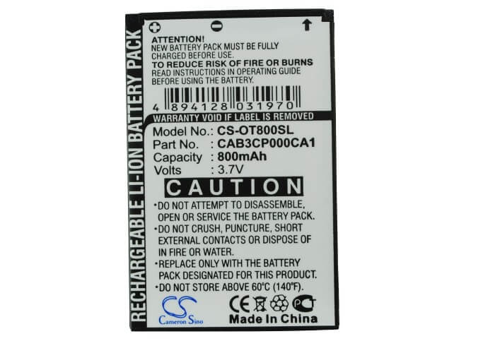 3.7V, 800mAh, Li-ion Battery fits Alcatel, Gyari, One Touch 799, 2.96Wh