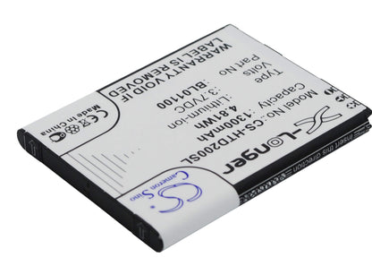 3.7V, 1300mAh, Li-ion Battery fits Htc, A320e, Desire 200, 4.81Wh