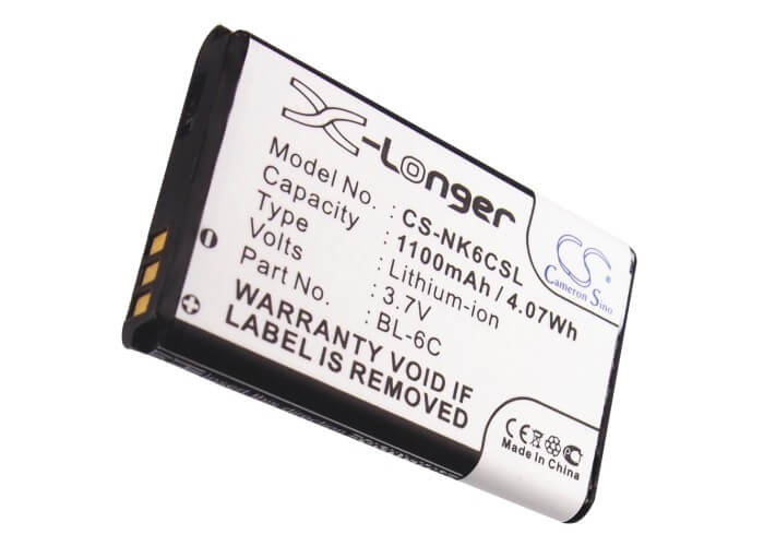 Mobile, Smartphone 3.7V, 1100mAh, Li-ion Battery fits Nokia, 2115i, 2116, 4.07Wh