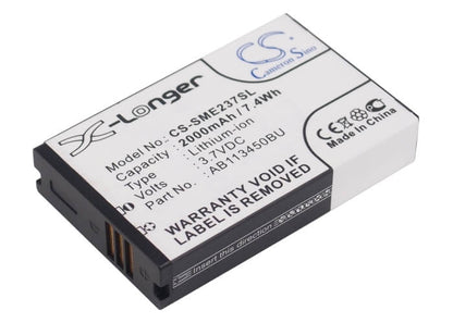 3.7V, 2000mAh, Li-ion Battery fits Samsung, E2370 Solid, Gt-e2370, 7.4Wh