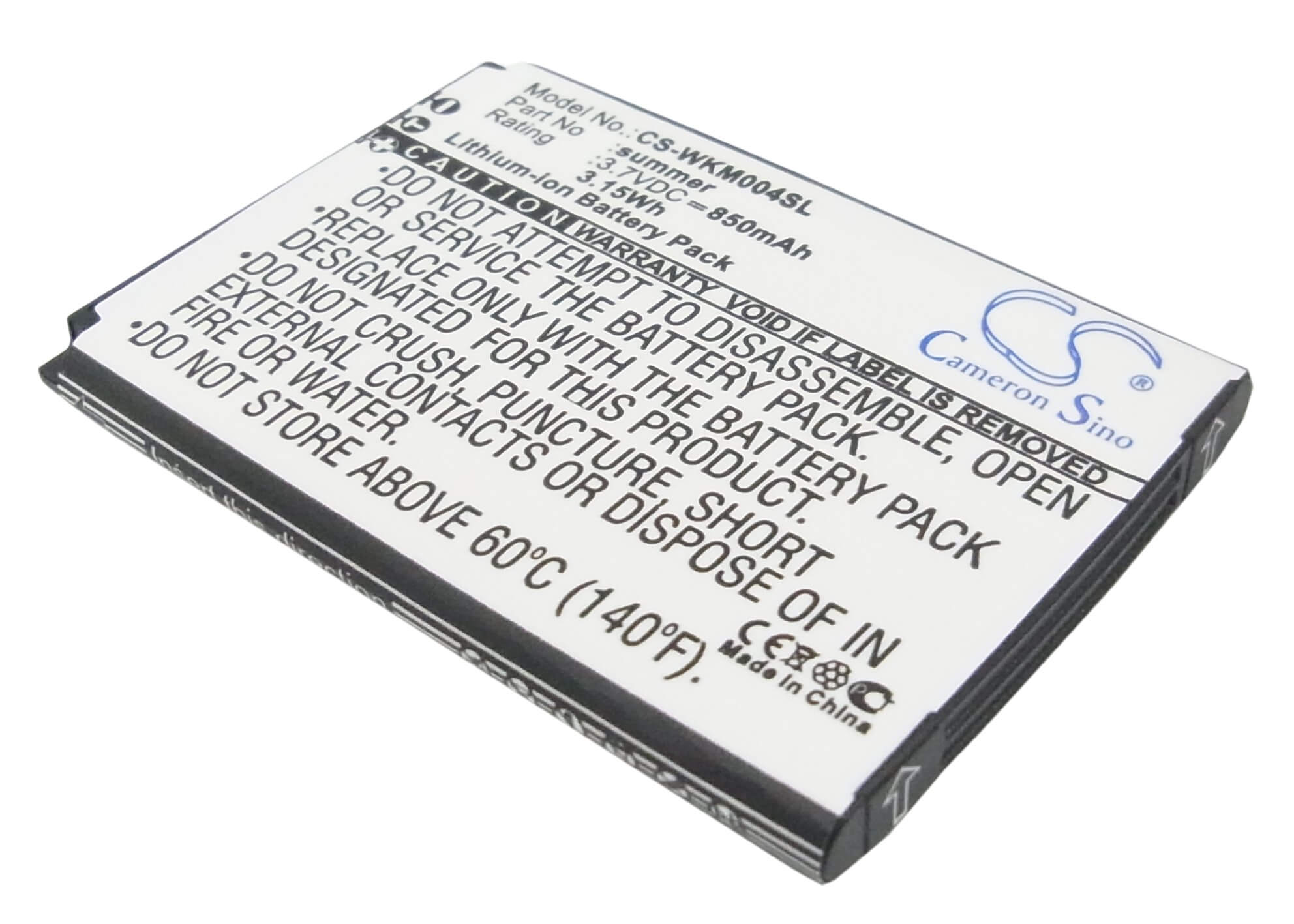 3.7V, 850mAh, Li-ion Battery fits Wiko, Soap, Summer, 3.145Wh