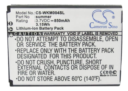 3.7V, 850mAh, Li-ion Battery fits Wiko, Soap, Summer, 3.145Wh