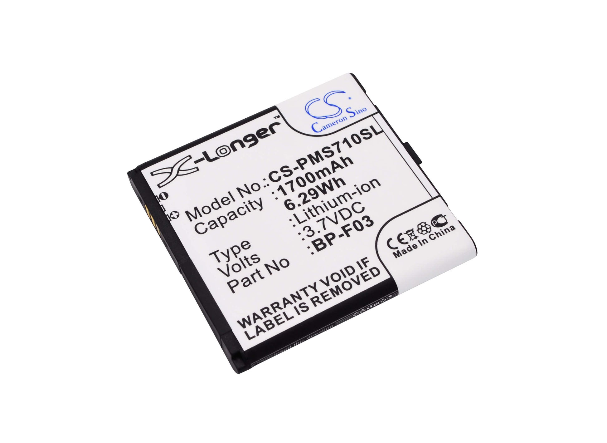 3.7V, 1700mAh, Li-ion Battery fits Phicomm, Fws 710, 6.29Wh