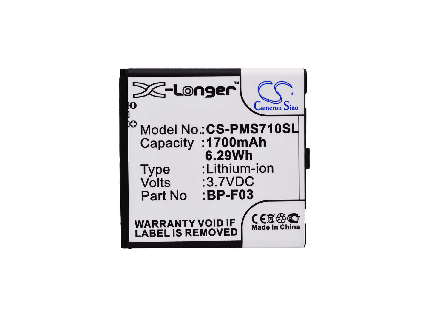 3.7V, 1700mAh, Li-ion Battery fits Phicomm, Fws 710, 6.29Wh