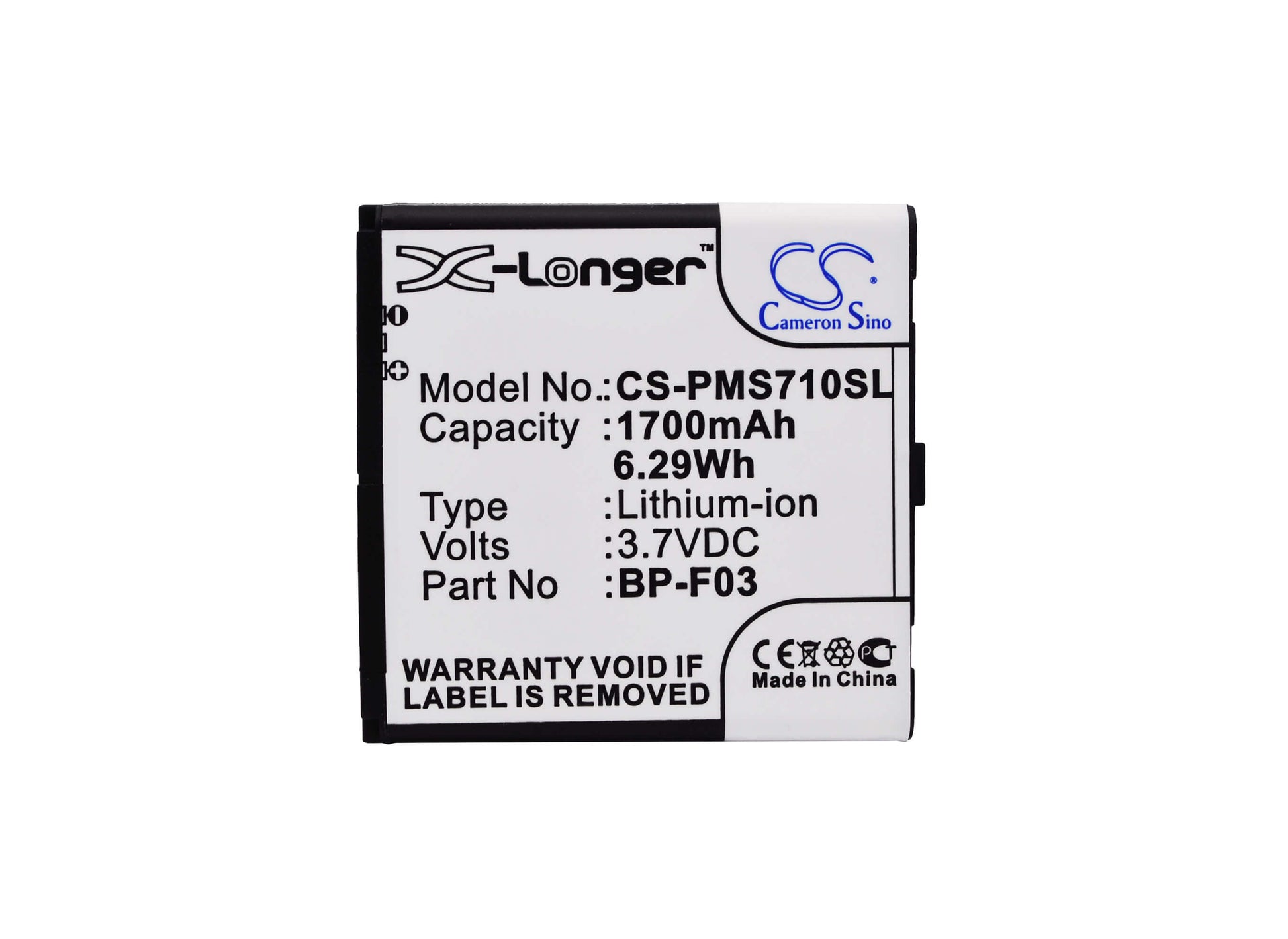 3.7V, 1700mAh, Li-ion Battery fits Phicomm, Fws 710, 6.29Wh