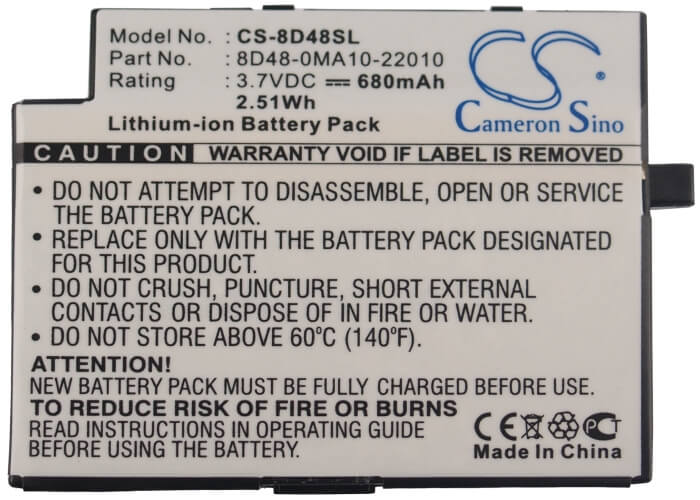 3.7V, 680mAh, Li-ion Battery fits Sendo, M500, M525, 2.516Wh