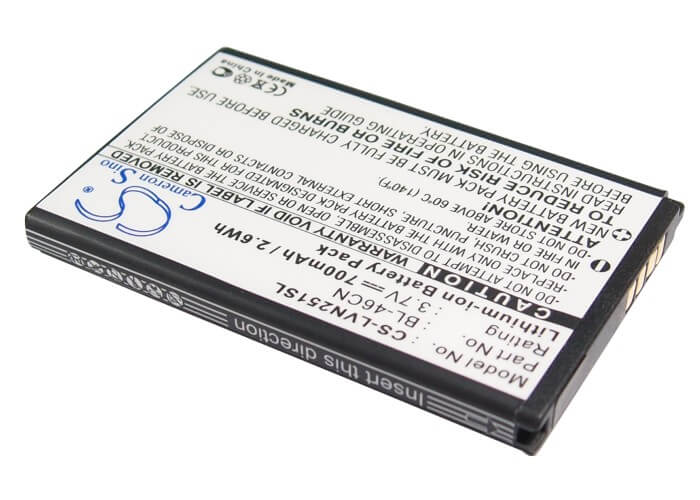 3.7V, 700mAh, Li-ion Battery fits Lg, A340, Cosmos 2, 2.59Wh
