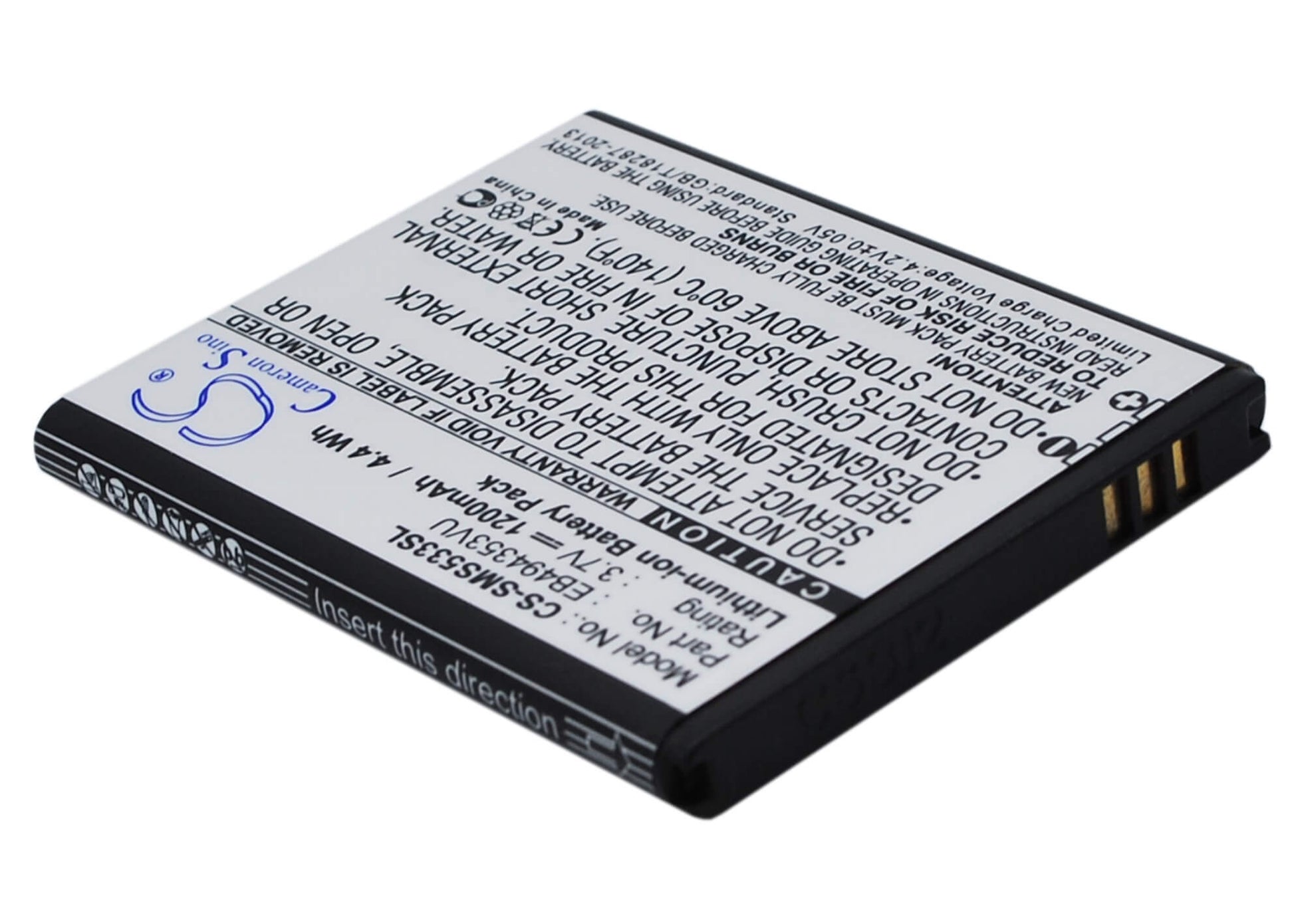 3.7V, 1200mAh, Li-ion Battery fits Samsung, Dart, Doubletime, 4.44Wh