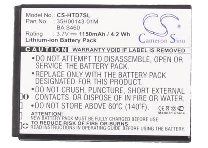 3.7V, 1150mAh, Li-ion Battery fits Htc, A510c, A510e, 4.255Wh