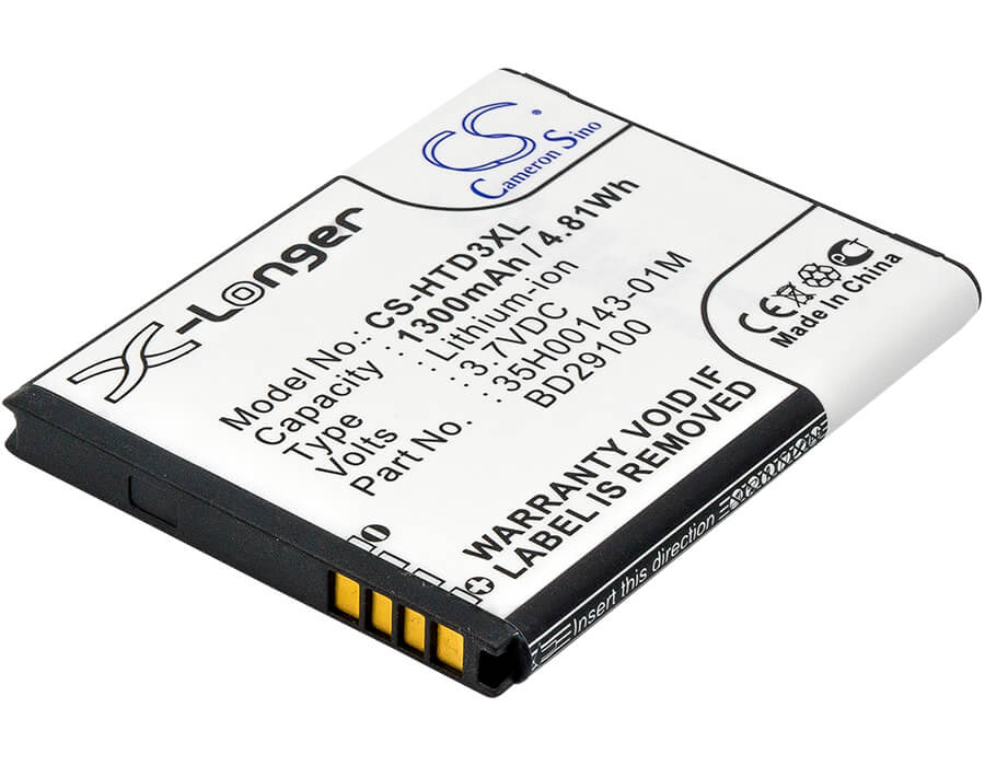 3.7V, 1300mAh, Li-ion Battery fits Htc, Explorer, Hd3, 4.81Wh