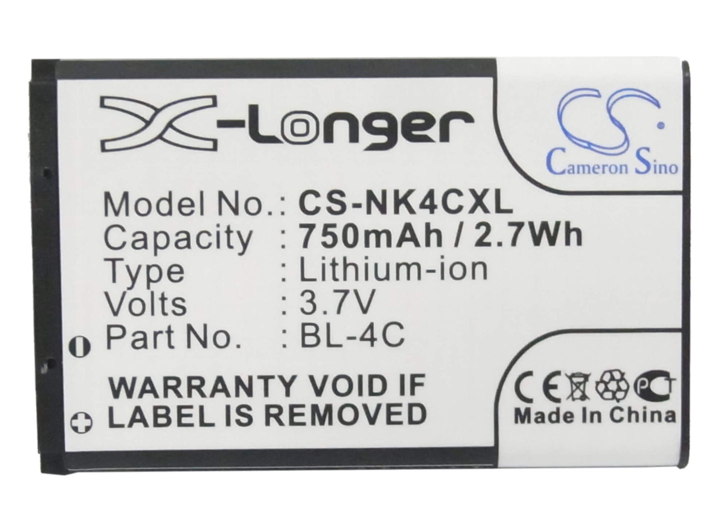 Mobile, Smartphone 3.7V, 750mAh, Li-ion Battery fits Blu, Charleston, Click, 2.775Wh