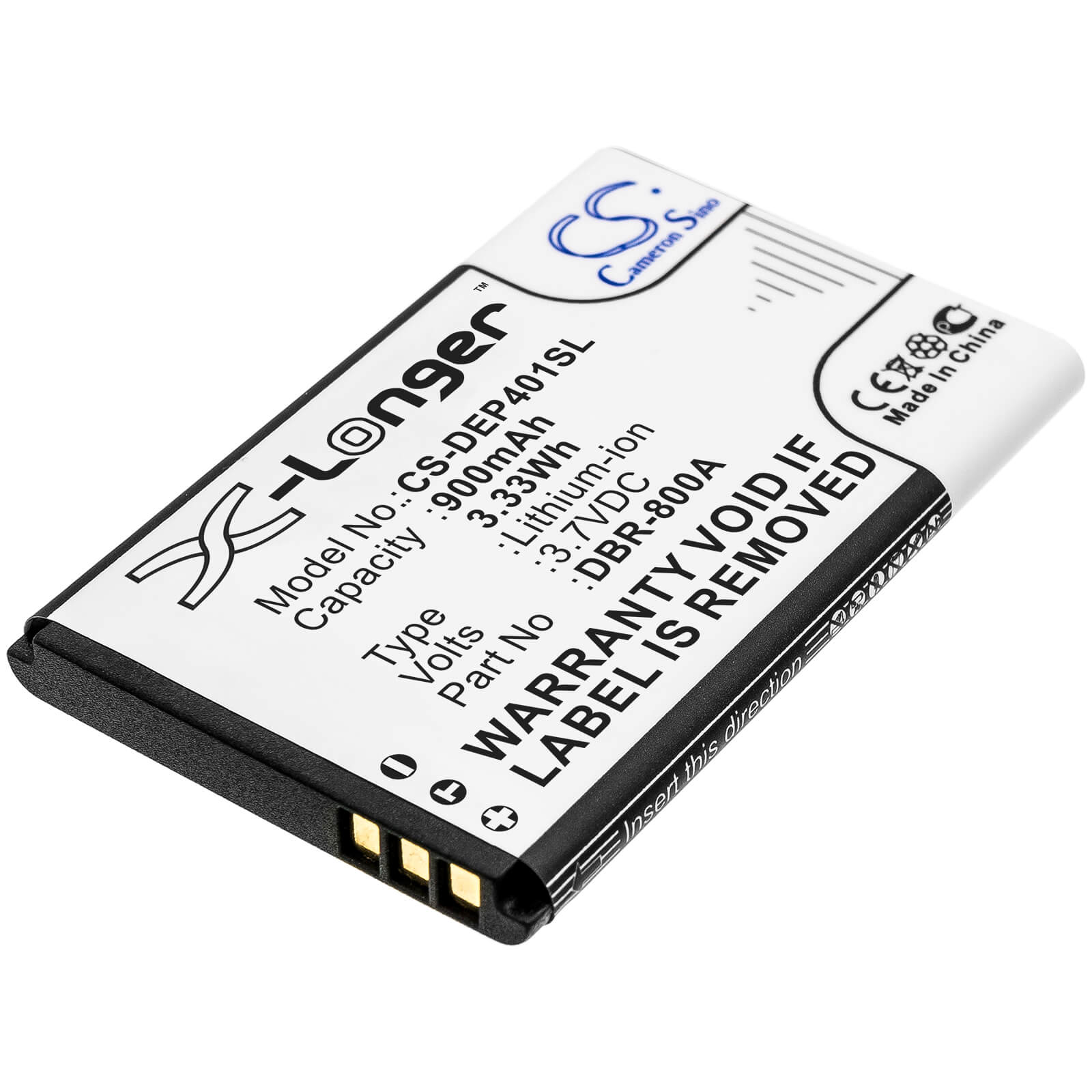 3.7V, 900mAh, Li-ion Battery fits Doro, 1350, 1360, 3.33Wh