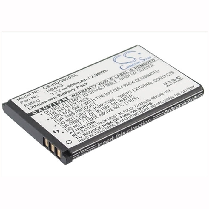 3.7V, 800mAh, Li-ion Battery fits Huawei, G6620, G7210, 2.96Wh