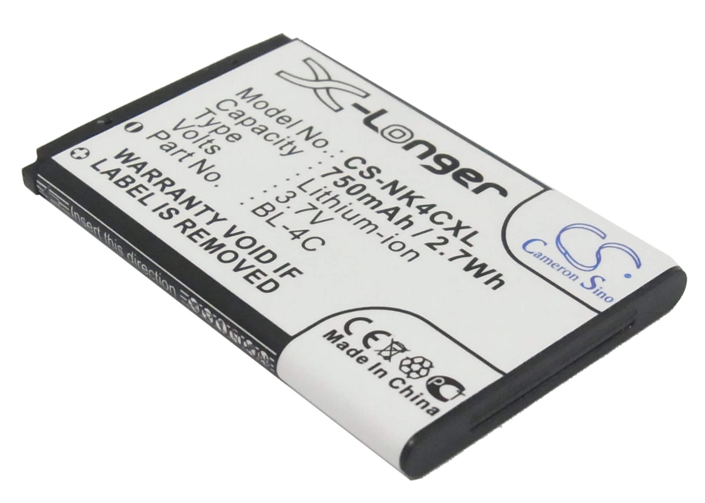 Mobile, Smartphone 3.7V, 750mAh, Li-ion Battery fits Manta, Ms1701, Tel2405, 2.775Wh