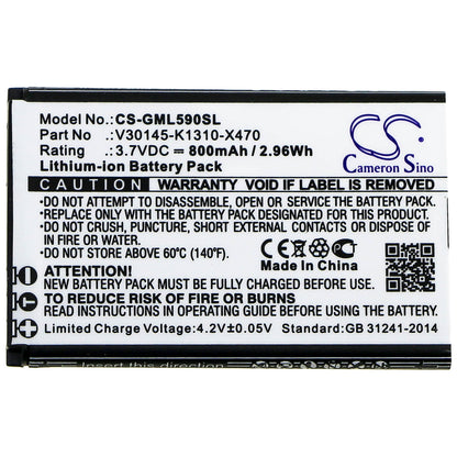 3.7V, 800mAh, Li-ion Battery fits Gigaset, Gl590, 2.96Wh