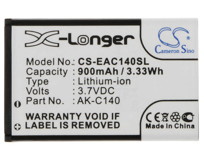 3.7V, 900mAh, Li-ion Battery fits Easyfone, Prime A1, Prime A2, 3.33Wh
