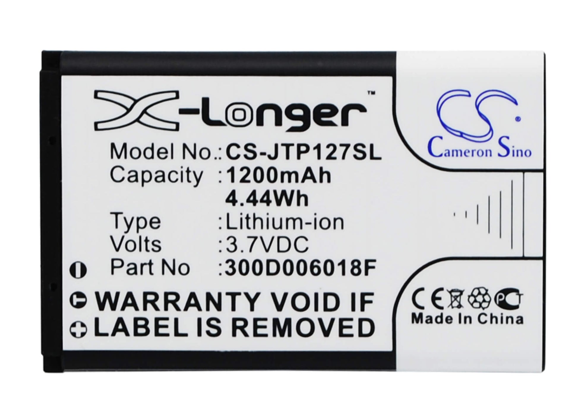 3.7V, 1200mAh, Li-ion Battery fits Jcb, Toughphone Tradesman 2, Toughphone Tradesman Two, 4.44Wh