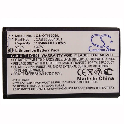 3.7V, 1050mAh, Li-ion Battery fits Alcatel, Ot-i650, 3.885Wh