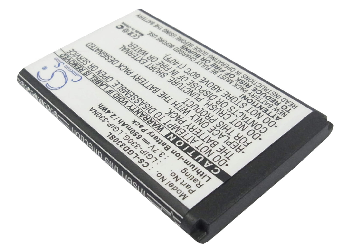 3.7V, 650mAh, Li-ion Battery fits Lg, Gb220, Gb230, 2.405Wh