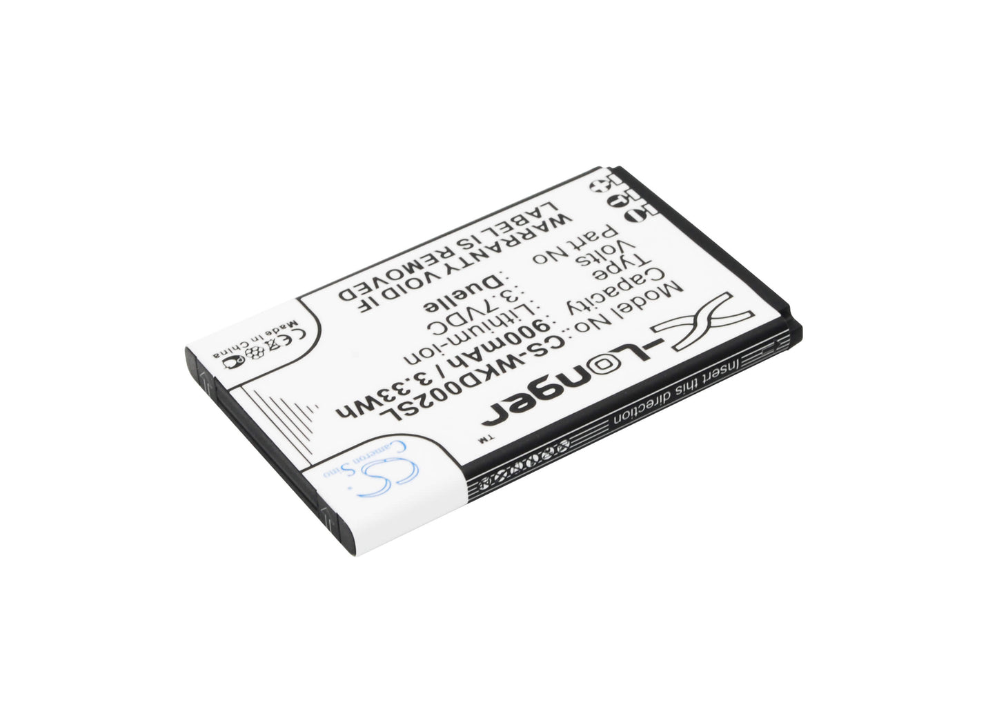 3.7V, 900mAh, Li-ion Battery fits Wiko, Duelle, 3.33Wh