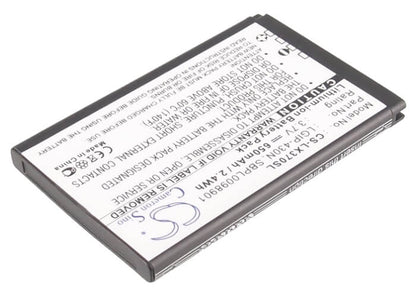 3.7V, 650mAh, Li-ion Battery fits Lg, 990g, C320, 2.405Wh
