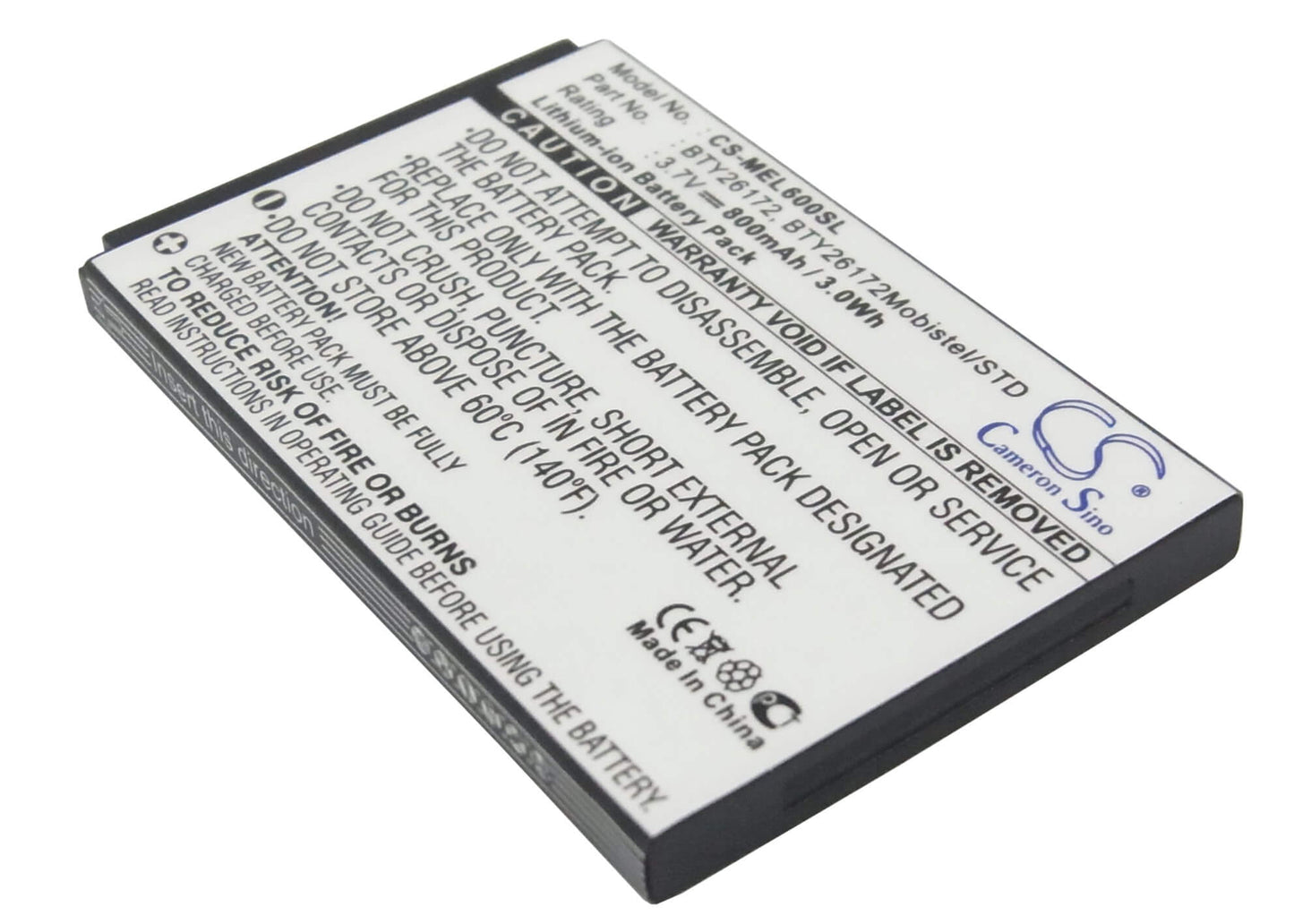 3.7V, 800mAh, Li-ion Battery fits Emporia, Mobistel El600, Mobistel El600 Dual, 2.96Wh