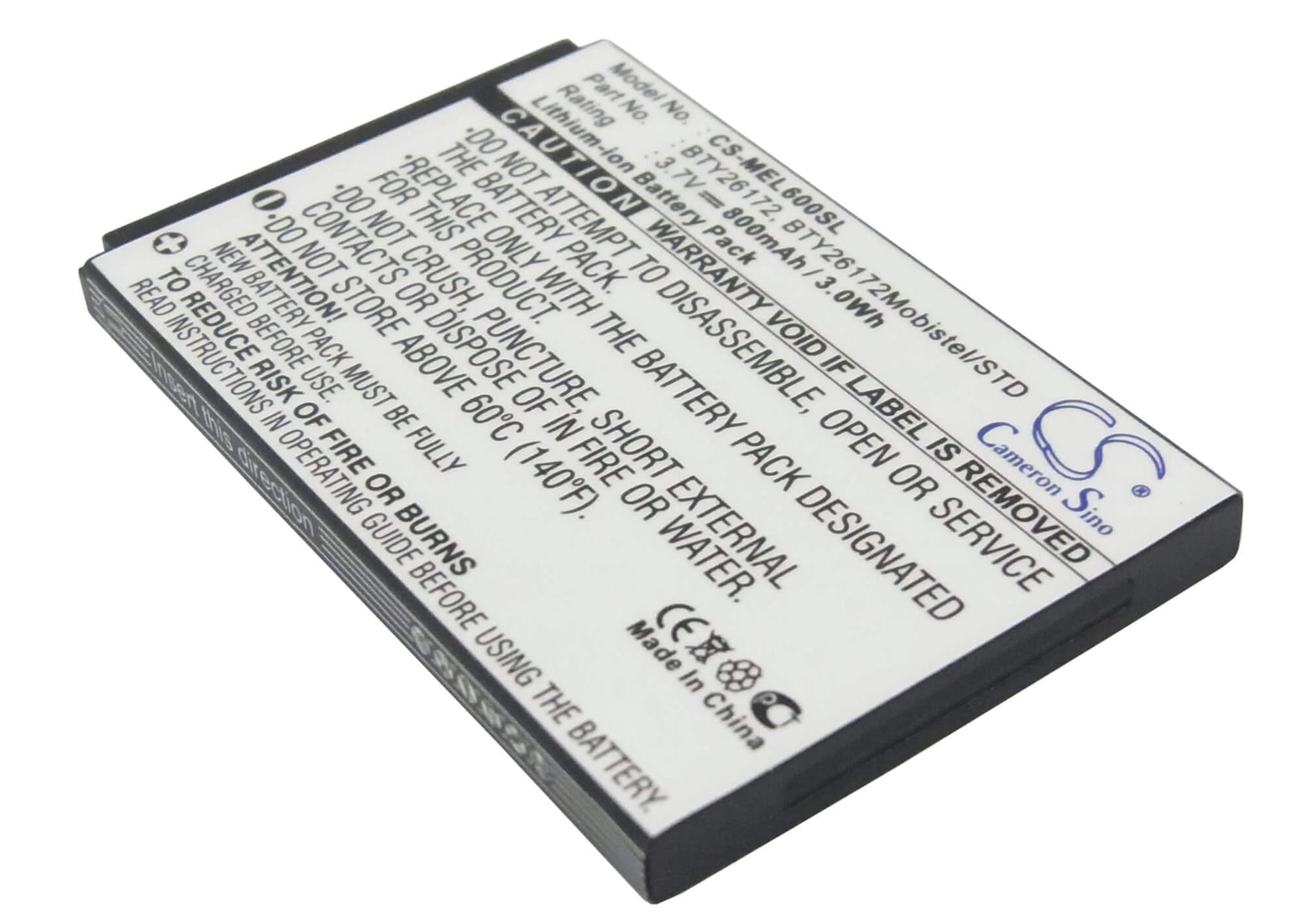3.7V, 800mAh, Li-ion Battery fits Emporia, Mobistel El600, Mobistel El600 Dual, 2.96Wh