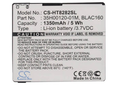 3.7V, 1350mAh, Li-ion Battery fits Htc, Blac100, Blackstone, 4.995Wh